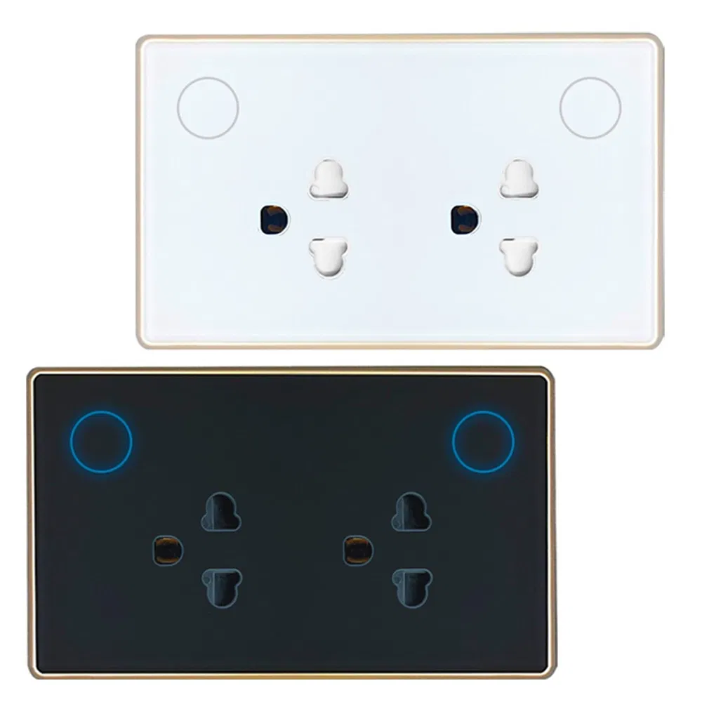 Metal Frame Intelligent Wall Socket 15A Power Touch Switch Wireless Remote Controller