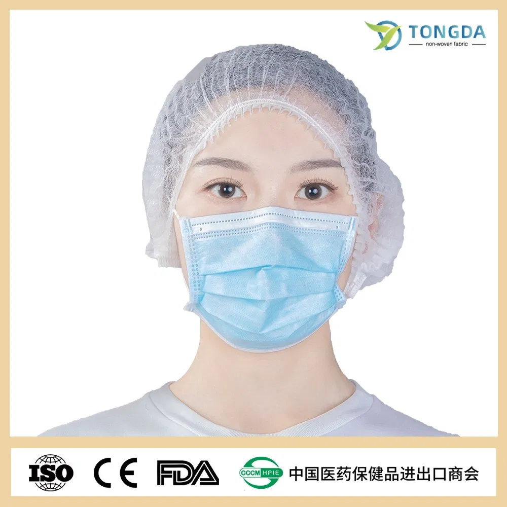 High Quality Disposable Non Woven Stripe Cap Pleated Mob Cap Clip Cap