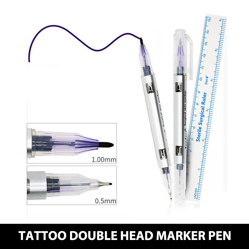 White Ink Micrblading Tattoo Marker Pen with Measuring Ruler