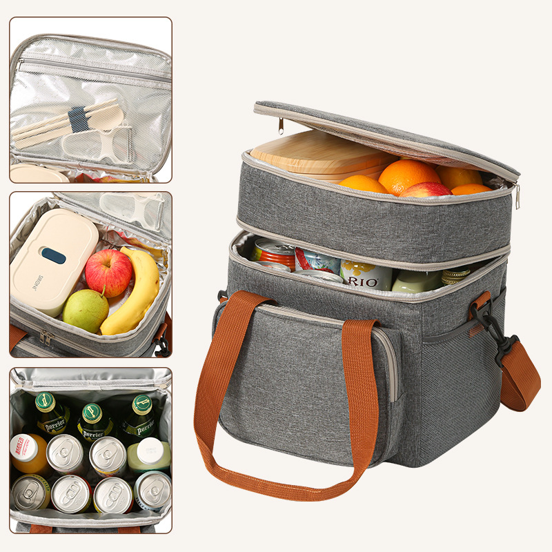 Large Leakproof Insulated Crossbody Lunch Bag with Ice Pack for Picnic Mi29643