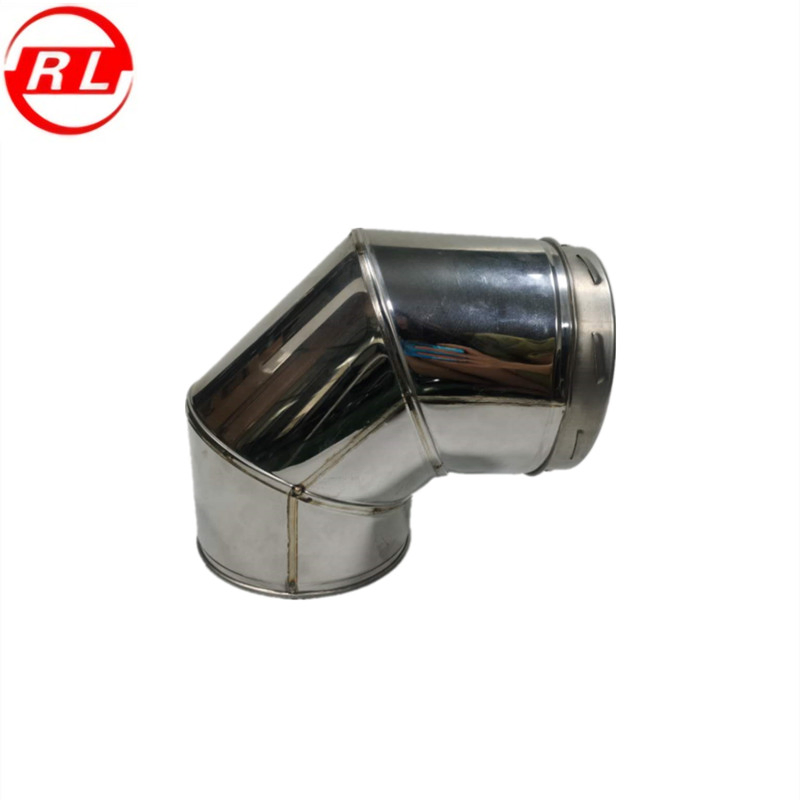 90 Degree Silver White Spiral Style Double Wall Elbow Chimney Duct