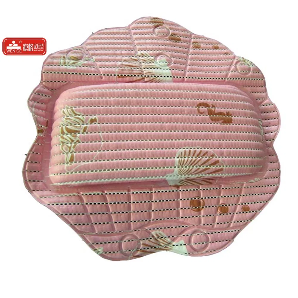 Factory Custom Printed Logo PVC Sponge Bath Pillow Bathroom Comfortable Bath Pillow Bathtub Pillow