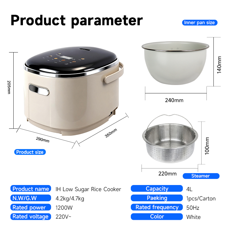 Factory Wholesale 3L Multifunctional Ih Smart Digital Low Sugar Electric Rice Cooker