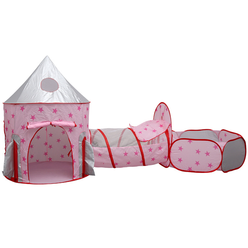 3PCS Princess Fairy Tale Castle Tent Play House Crawl Tunnel & Ball Pit for Kids Toddlers