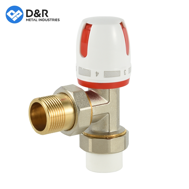 D&R DN15 Pressure 1.6MPa Brass Angle Plastic Pipe Thermostatic Radiator Valve for Heating Temperature Control HVAC
