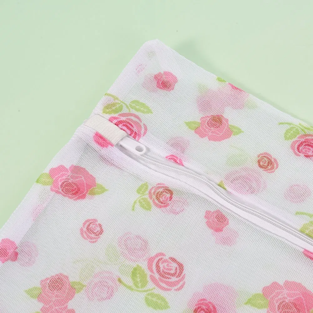 Printed Mesh Wash Bags with Zipper Travel Storage Laundry Bag