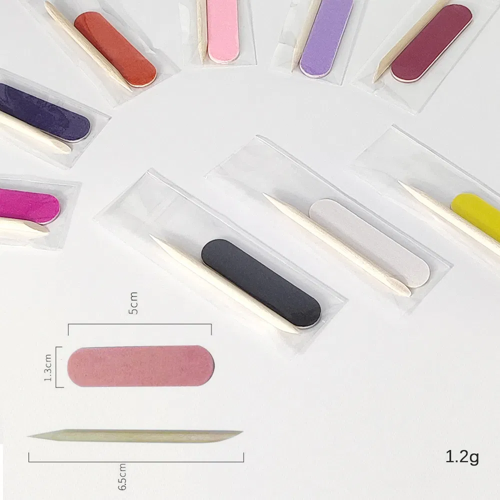 Wholesale Mini Professional Manicure Supplies Set Disposable Nail Art File Buffer Kit with Cuticle Wooden Stick