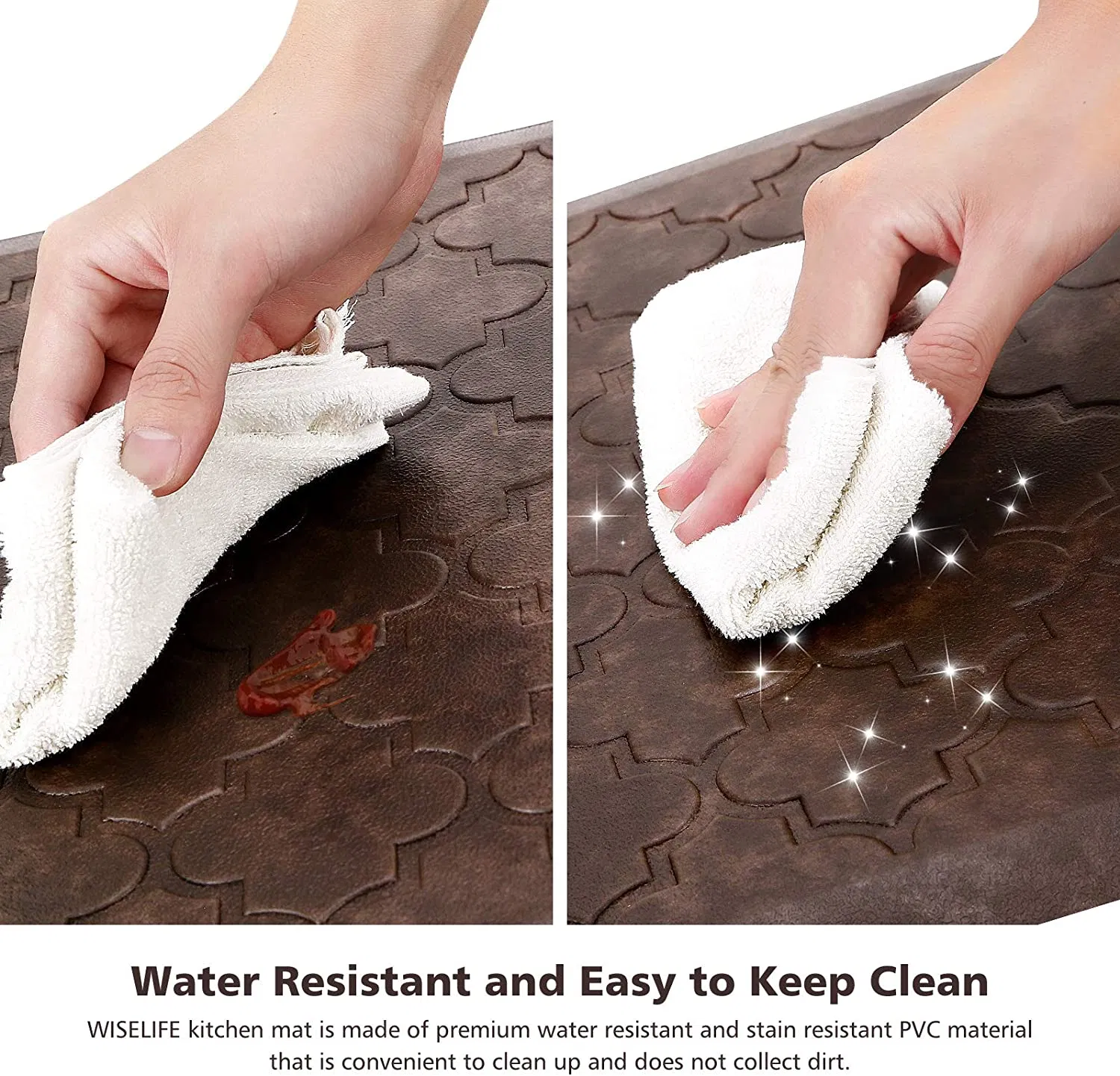 PVC Embossed Kitchen Floor Mat, Anti-Fatigue Waterproof Non-Slip Kitchen Rug