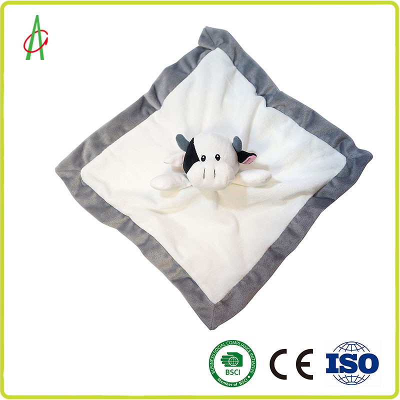 Ultra Soft Cute Plush Plyester Vivid Stuffed Cow Baby Animal Toy with CE and BSCI