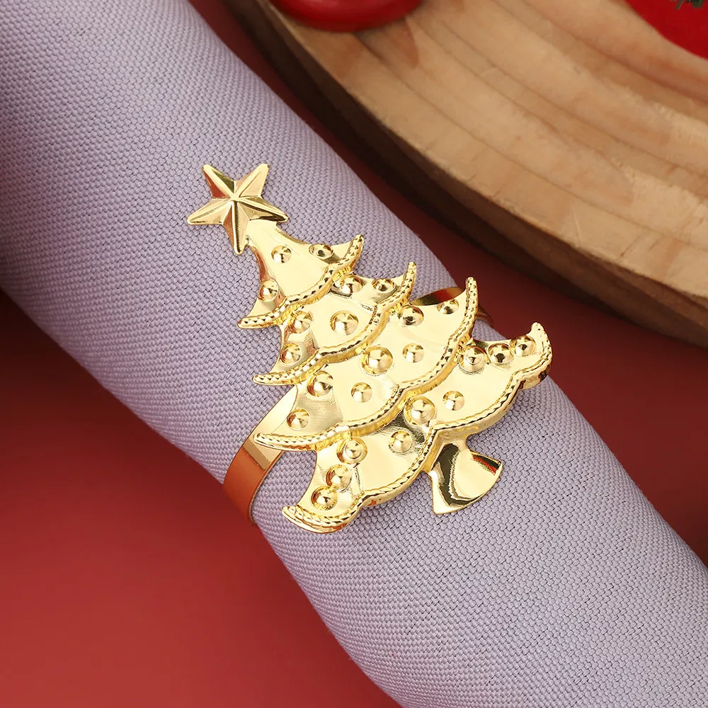 Christmas Tree Napkin Rings Gold Napkin Buckle Table Decorations