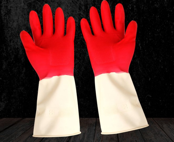 Latex Rubber Kitchen Dish Washing Gloves Bio Color Kitchen Work Gloves