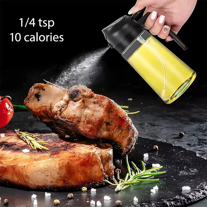 16oz/470ml 2 in 1 Glass Vnegar Olive Oil Mister Sprayer Dispenser Spray Glass Bottles for Kitchen and Air Fryer Barbecue Salad