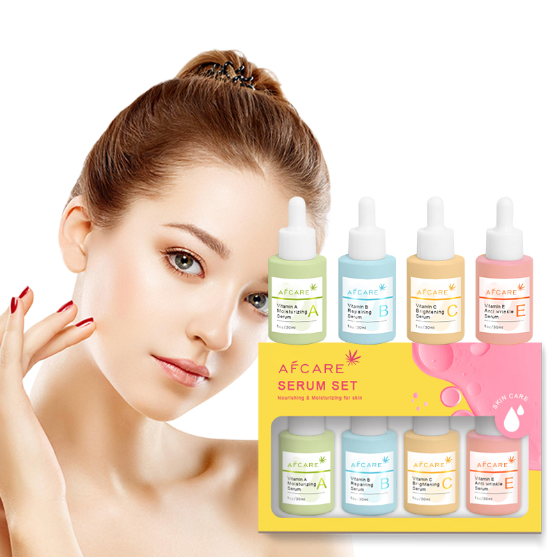 Private Custom Logo MSDS Nature Organic Vitamin Face Serum with Niacinamide Brightening Anti Aging Facial Serum Kit