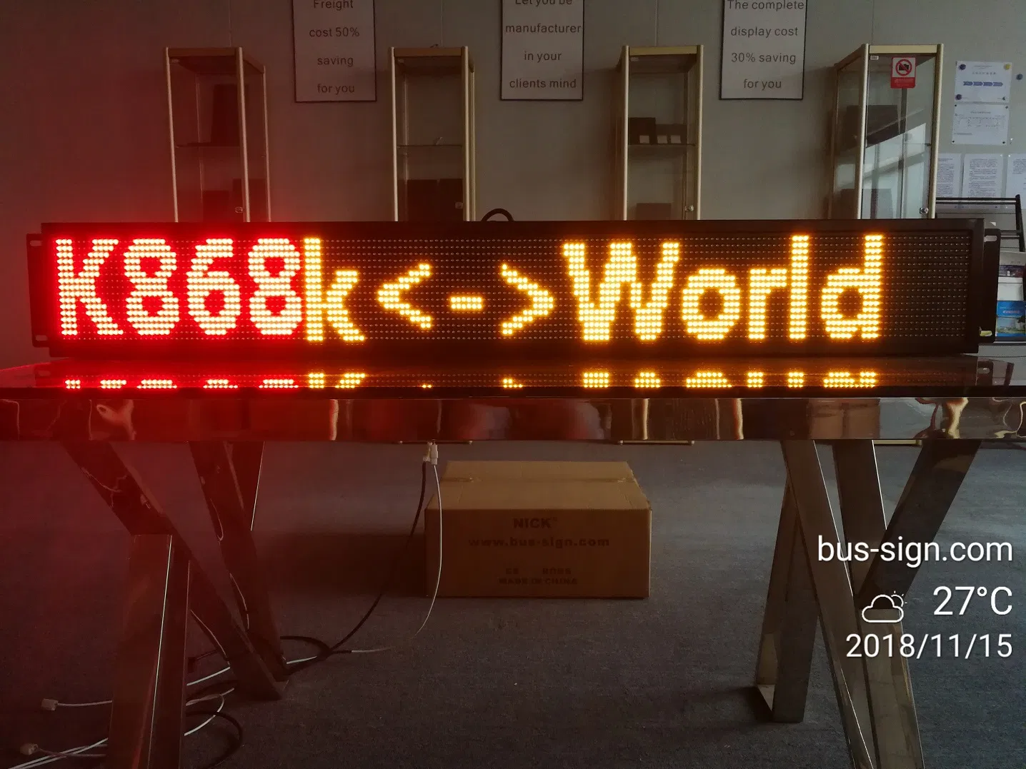 Sinlge Line Amber LED Desitnation Display Sign for Bus (16DOT*160DOT)