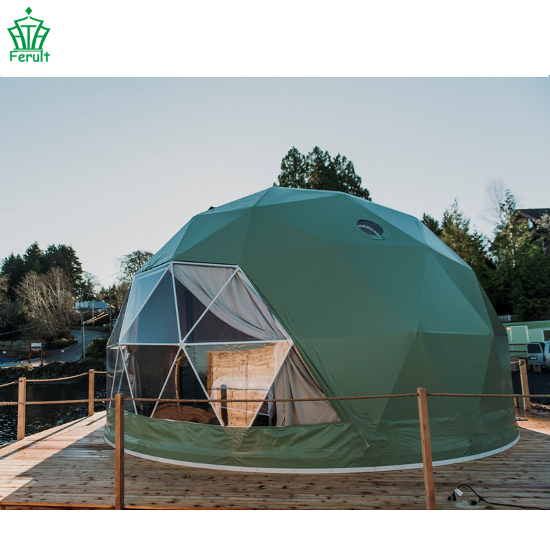 Winter Outdoor Luxury Igloo Geodesic Glamping Clear Camping Steel Dome House Tent with Fireplace Insulation