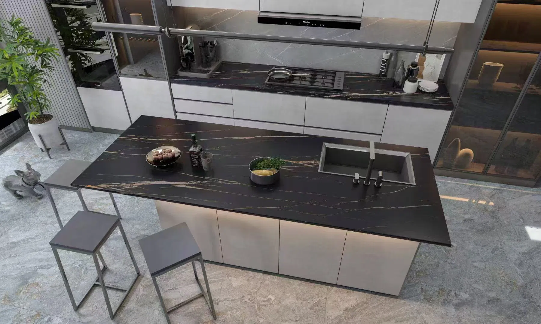 Luxurious Polished Marble Countertop Tiles for Elegant Kitchens