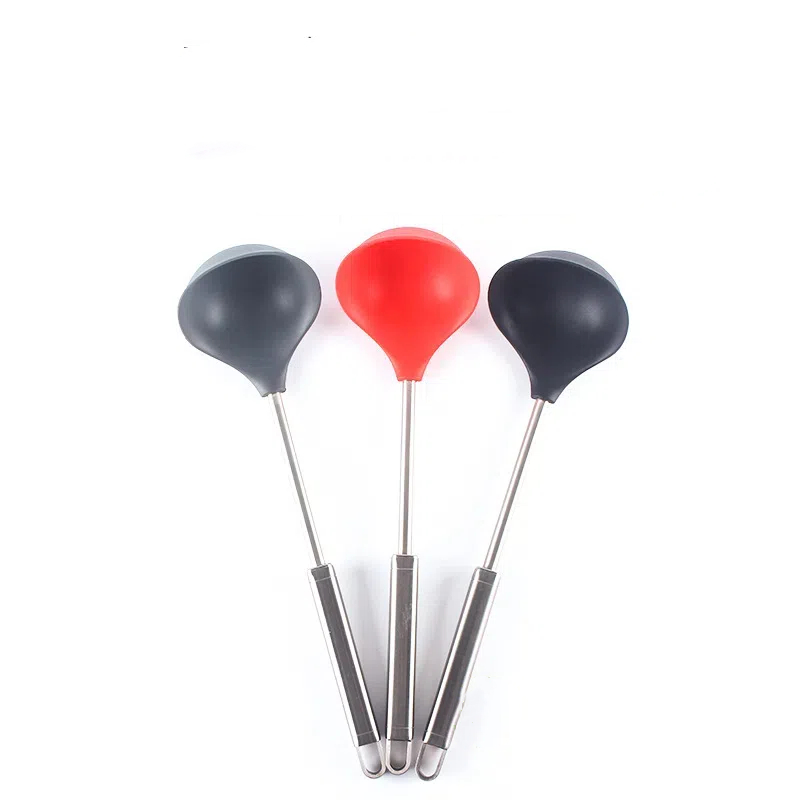 Silicone Chef Kitchen Utensil Nonstick Heat Spoon with Stainless Steel