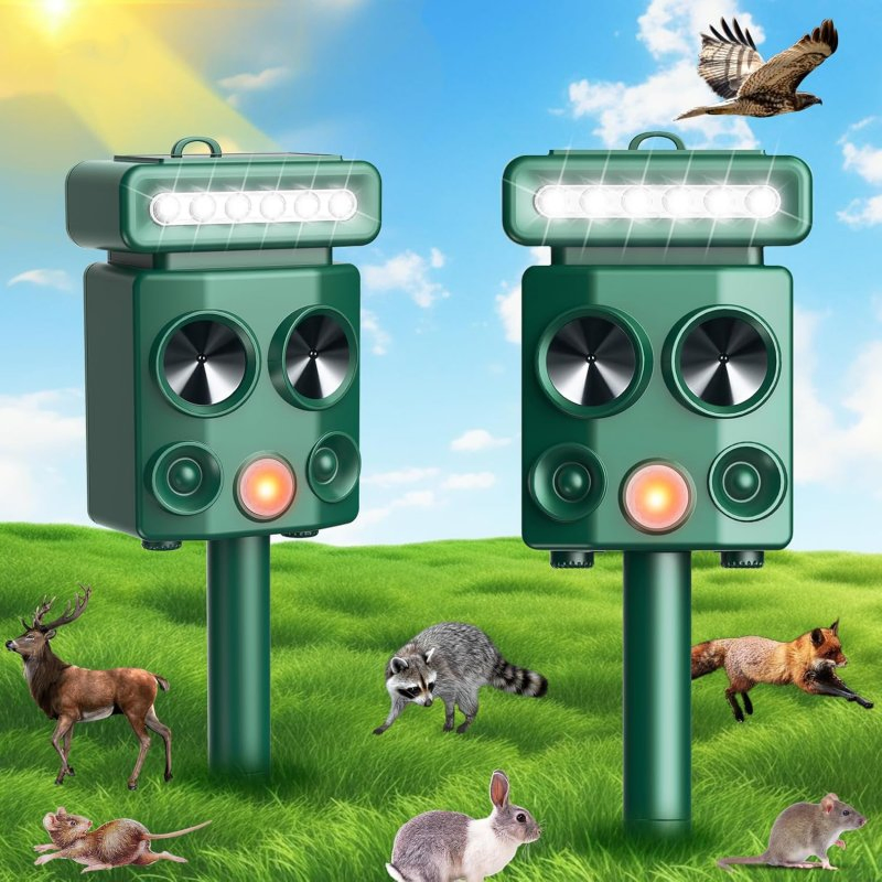 Solar Ultrasonic Deer Deterrent Motion Detection LED Strobe Light Control Outdoor Dog Yard Pest Control Animal Repellent Traps