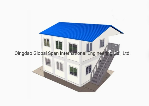 Imitation Wood Grain Double Storey Dormitory Modular Prefabricated Houses Prefab Home Container House