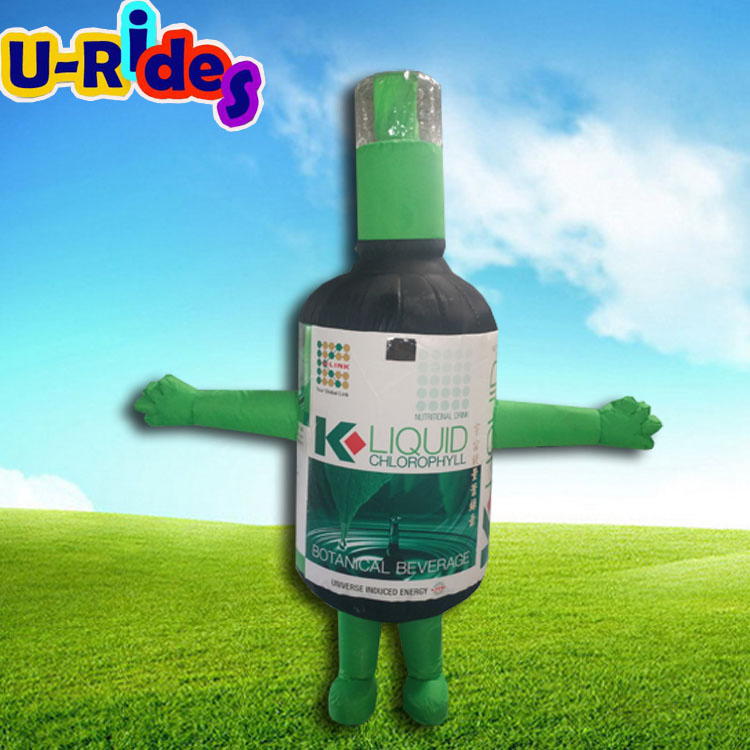 Funny Bottle Shaped Human Inflatable Walking Cartoon with Built in Fans for Amusement Parks Festivals