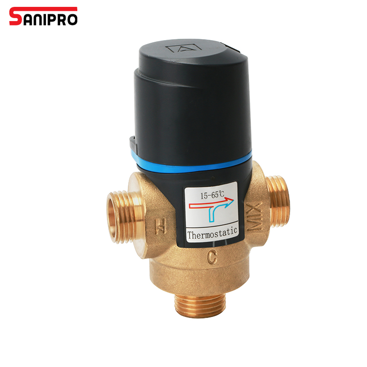 Sanipro Floor Heating Accessories G1/2 Thermostatic 3 Way Boiler Brass Mixing Valve for Bathroom Shower System
