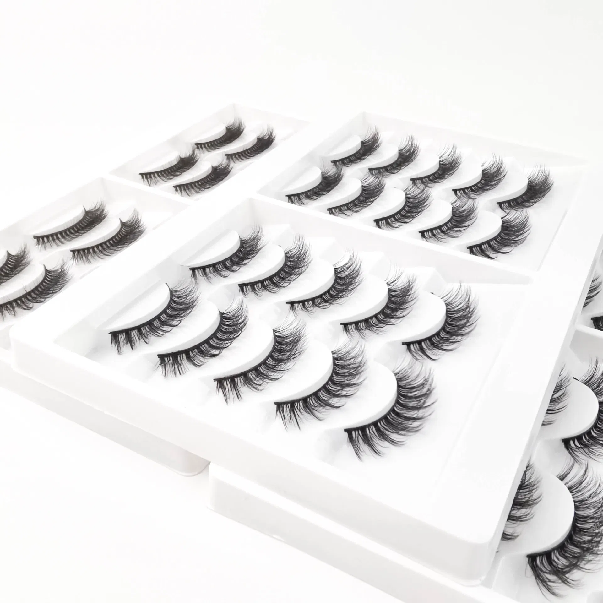 Cheap Eyelash Extensions Fake Silk Vegan Faux Mink Lash Wholesale 3 Pairs Makeup False Fiber Eye Lashes Soft Black Band Synthetic Strip Eyelashes