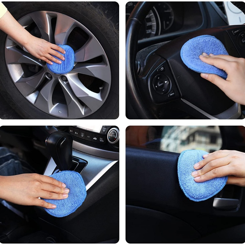 Premium 5-Inch Round Wax Polishing Sponge Pad with Comfortable Grip