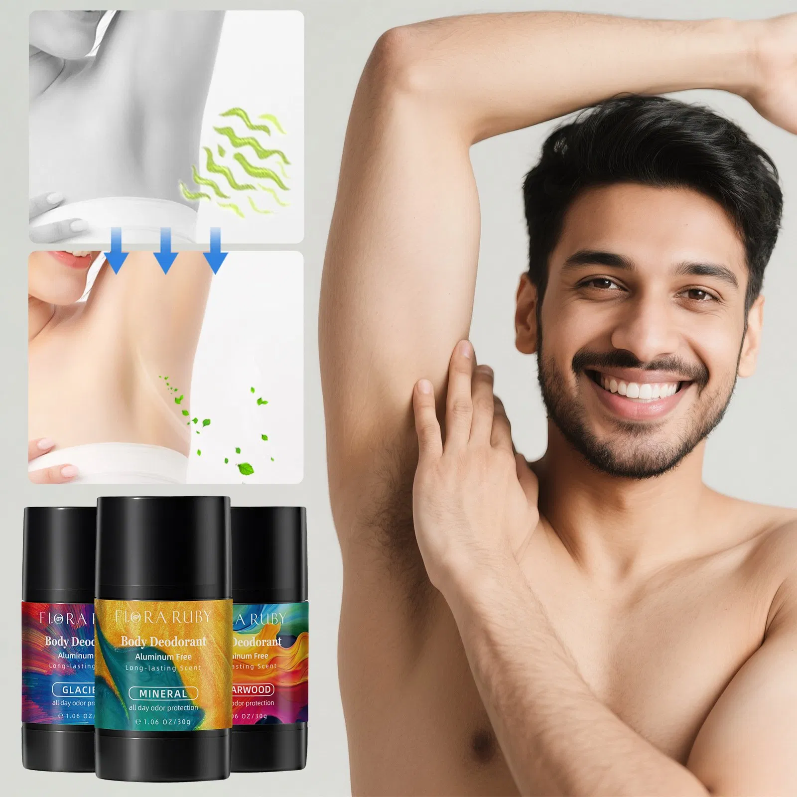 Hypoallergenic Portable Deodorant with Gentle Organic Pearl Beads