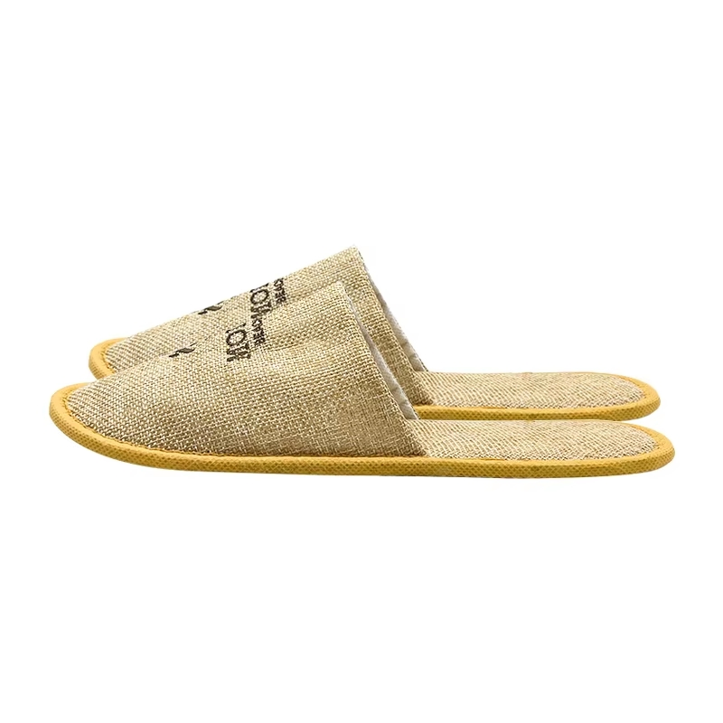 Hotel Disposable Comfortable Linen Slippers Customized Logo