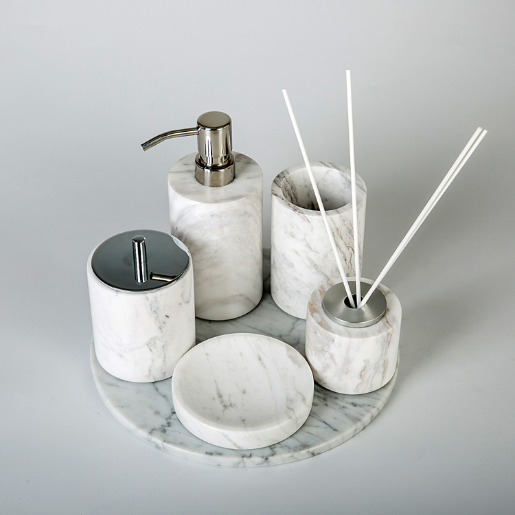 Modern Natural White Marble Shower Sets