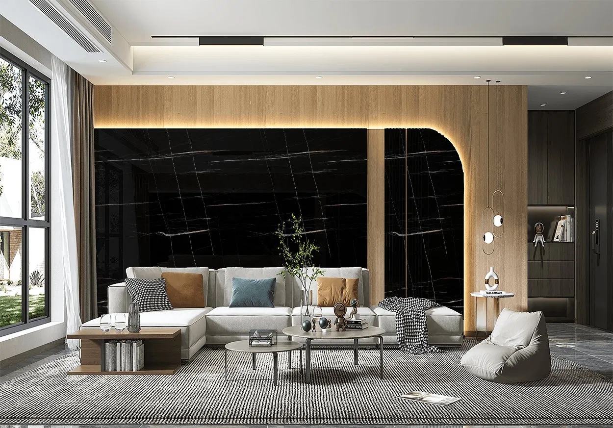 Brown Marble White Vein Stone Design Luxury Floor Tile Big Slab Sintered Stone 1200*2400mm