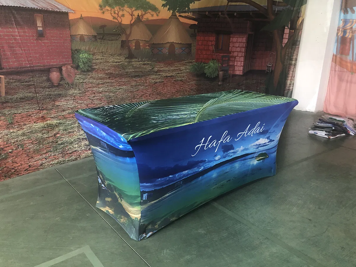 Custom Printed Trade Show Advertising Stretch Rectangular Table Cloth Spandex Table Cover