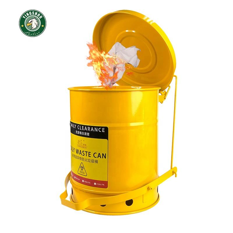 Канистра для масляных отходов 14 л, желтая, с педалью