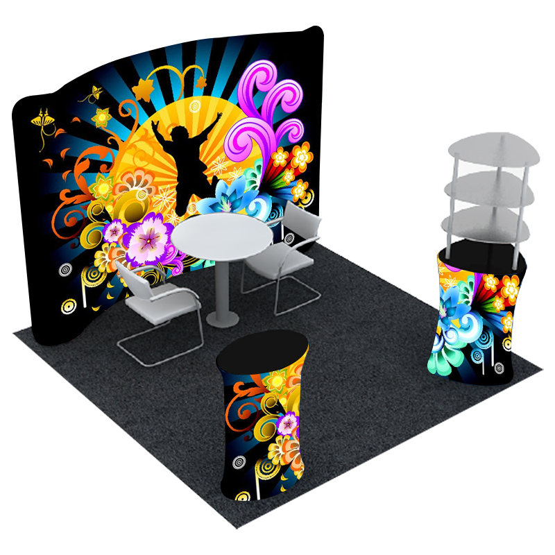 Custom Portable Modular Trade Show Booth Display 10X10FT Heavy Duty Aluminum Alloy Tension Fabric Backdrop Dye Sublimation