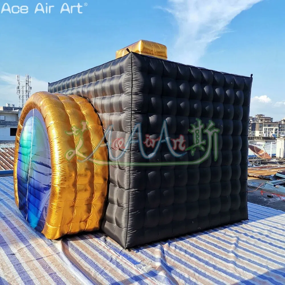 Portable All Black Inflatable Lens Door Photo Booth for Wedding Party or Selfie Events