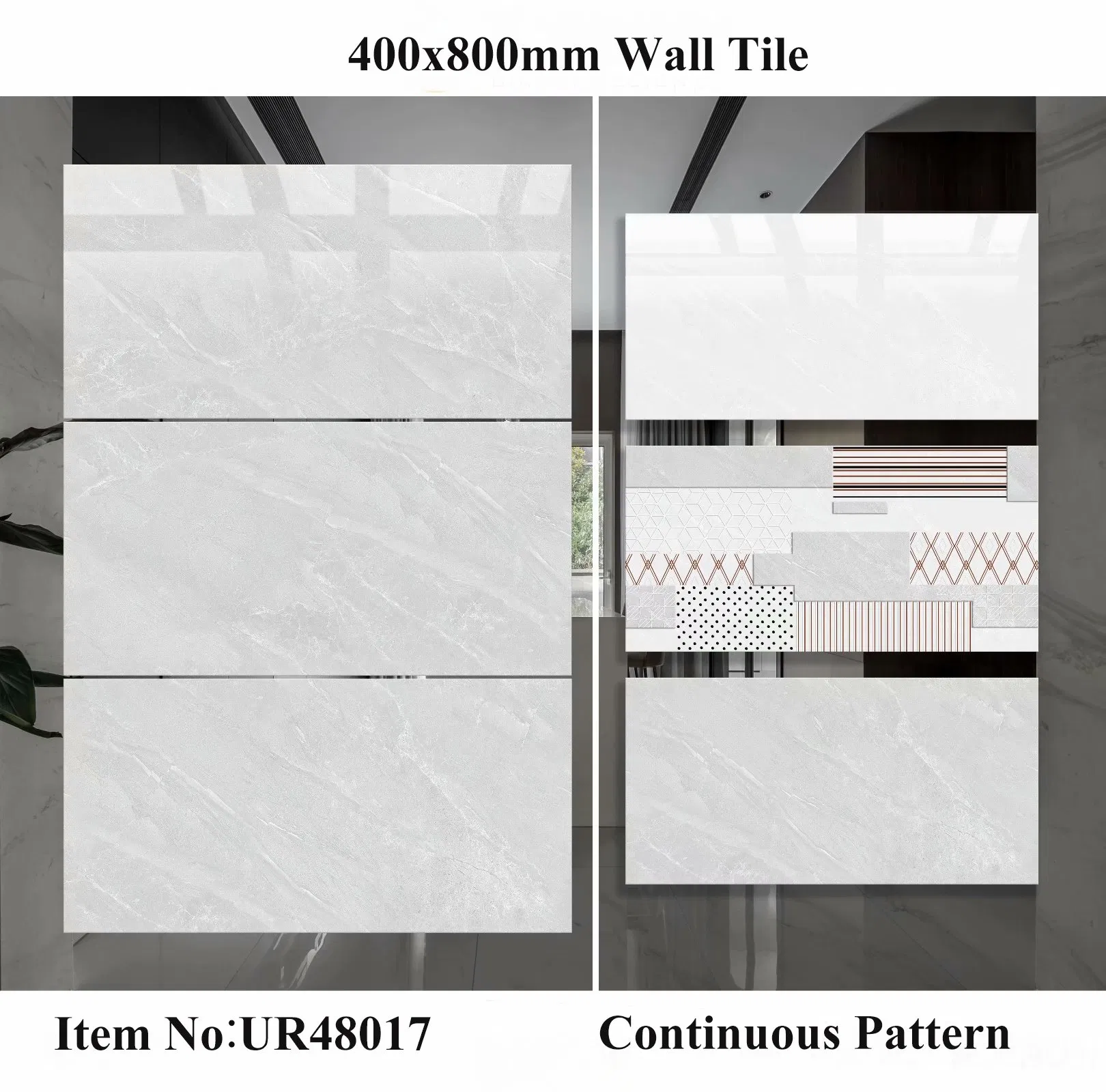 Foshan Home Decorative Building Material 400X800mm Glazed Porcelain Ceramic Bathroom Floor Wall Tiles