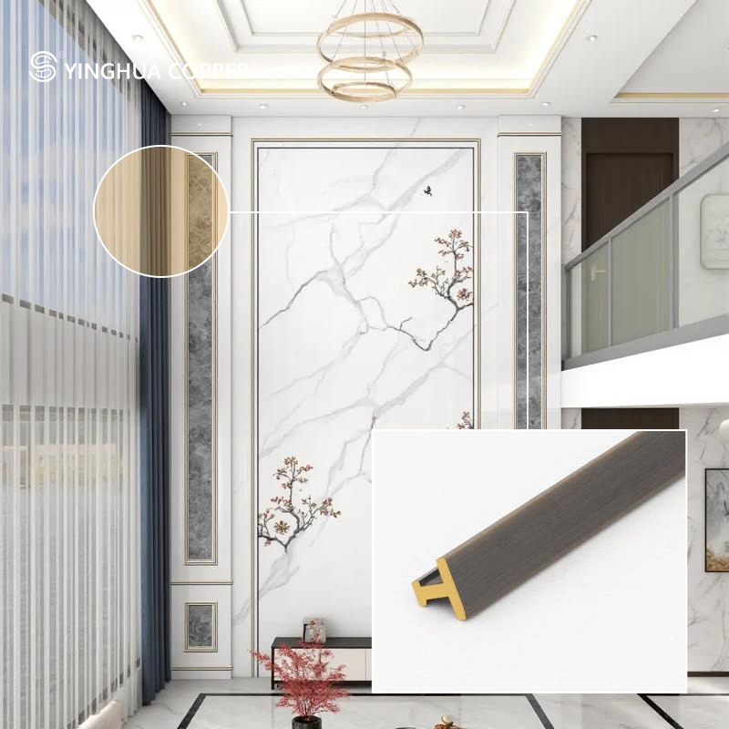 Modern Wall Edging Strip Outside Corner Tile Trim Brass Profil Decorative Line T Shape Tile Trim Gold