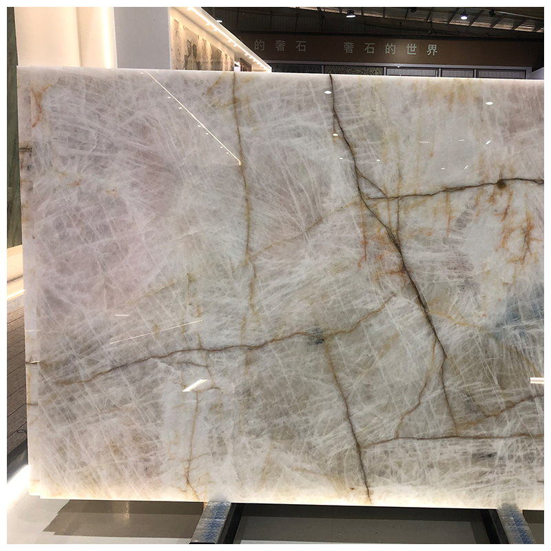 Brazilian Exotic Backlit Polished Cristallo Extra White Quartzite for Countertops