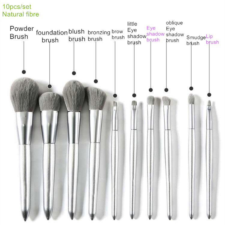 10PCS Healthy Natural Bamboo Charcoal Fibre Makeup Brush Kit Cosmetics Tool