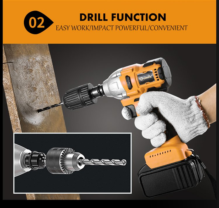 Coofix 12V 20V Industry Cordless Brushless High Torque 650n Battery Electric Impact Wrench