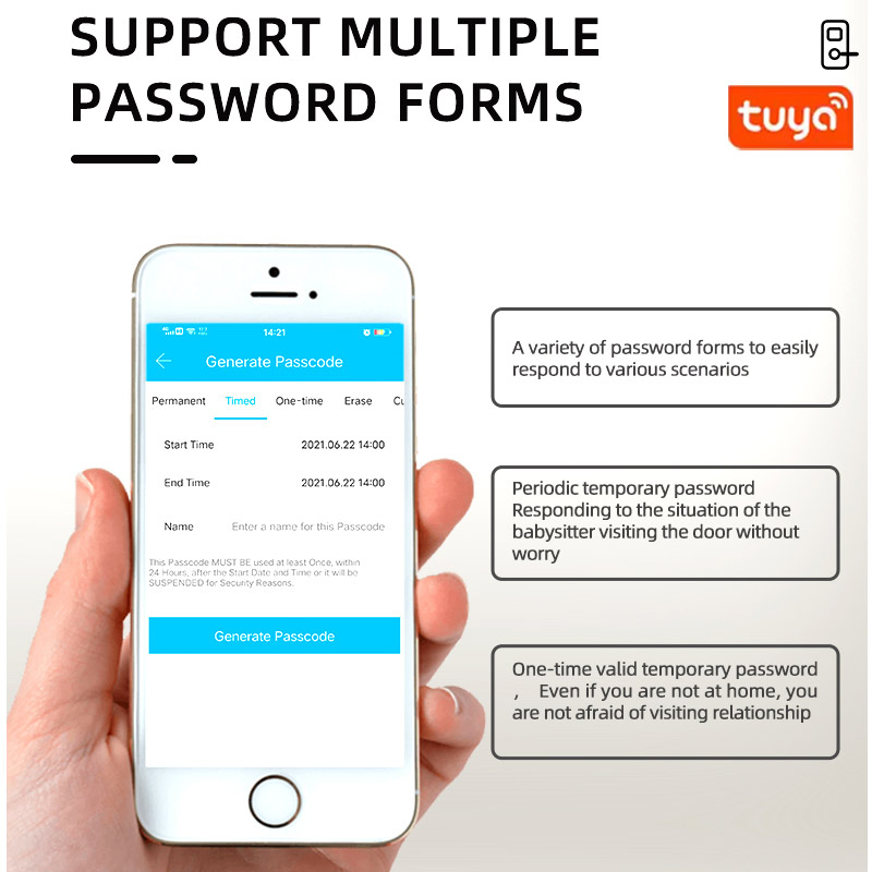 Wooden Door Zinc Alloy Smart Keyless Safety Electronic Digital Lock with Cloud Storage Fingerprint Recognition for Steel Doors