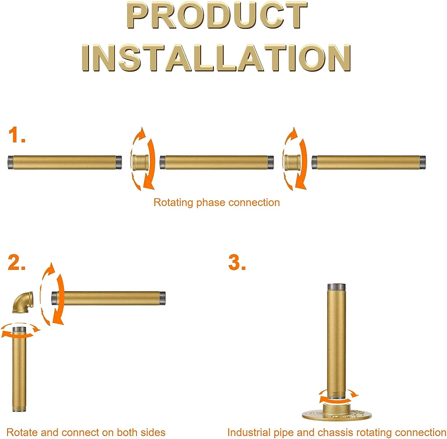 Industrial Pipe Gold Clothing Rack 40 Inch Wall Mounted Golden Clothes Rack Iron Golden Pipe Clothes Hanging Bar