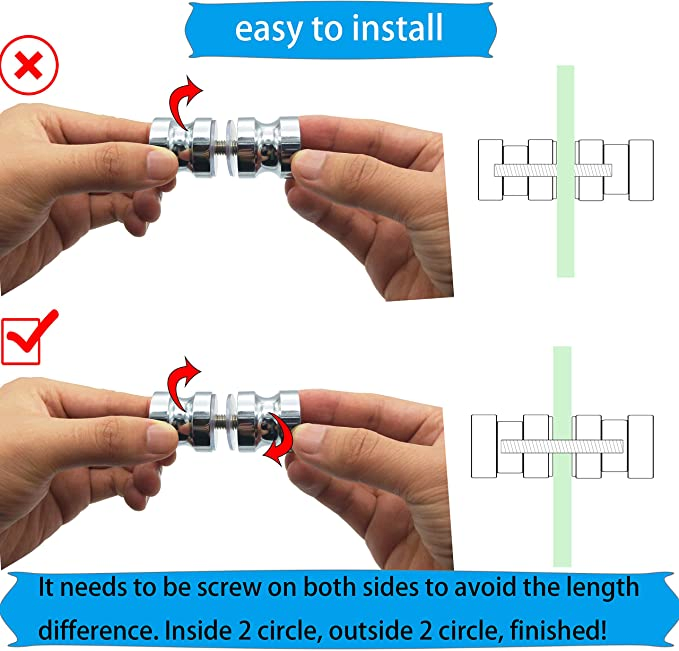 High Quality Aluminum Bathroom Door Handle Hardware Accessories Shower Screen Door Knob