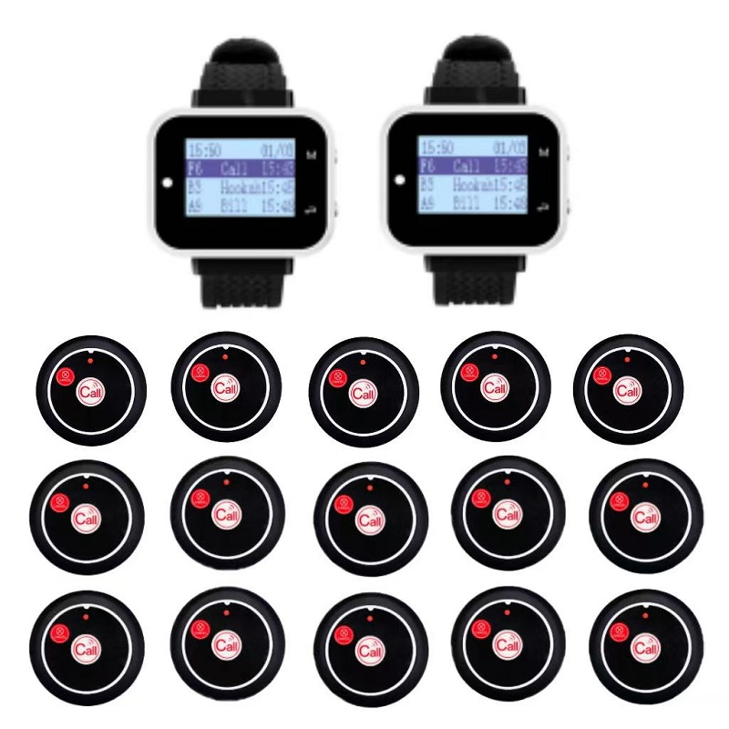 Catel Restaurant Pager System 15 Buttons 2 Watch Pagers