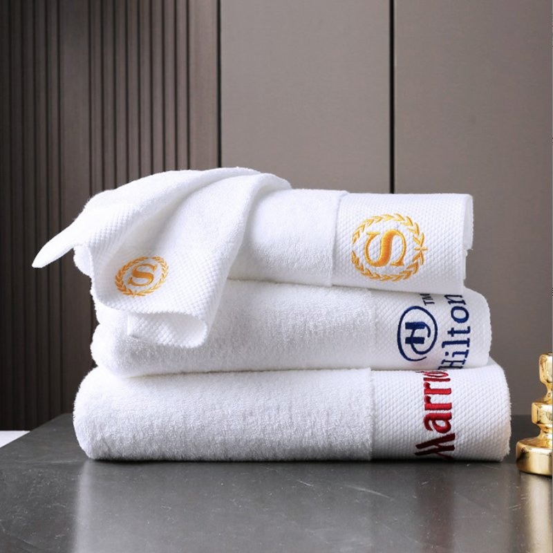 High Quality Hotel White Bath Towels Cotton with OEM Logo