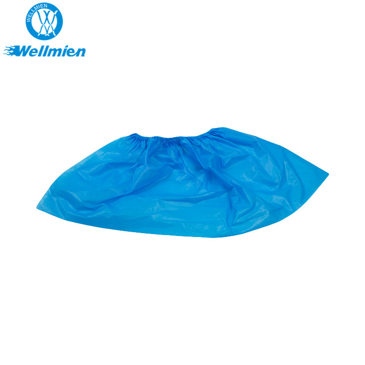 Machine-Made Blue Color Disposable Waterproof PE/CPE Plastic Shoe Cover for Laboratory