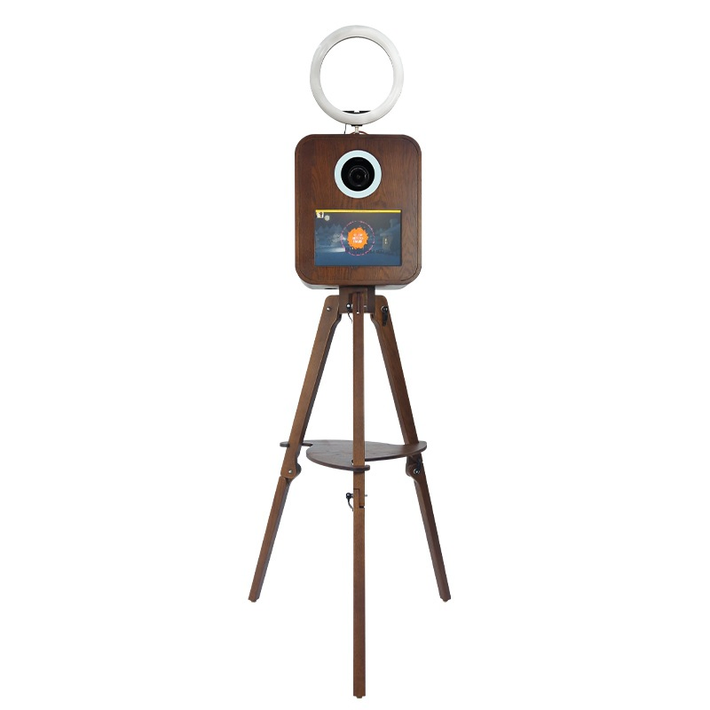 Vintage Wood Grain Photo Booth - Interactive Selfie Machine for Weddings and Events