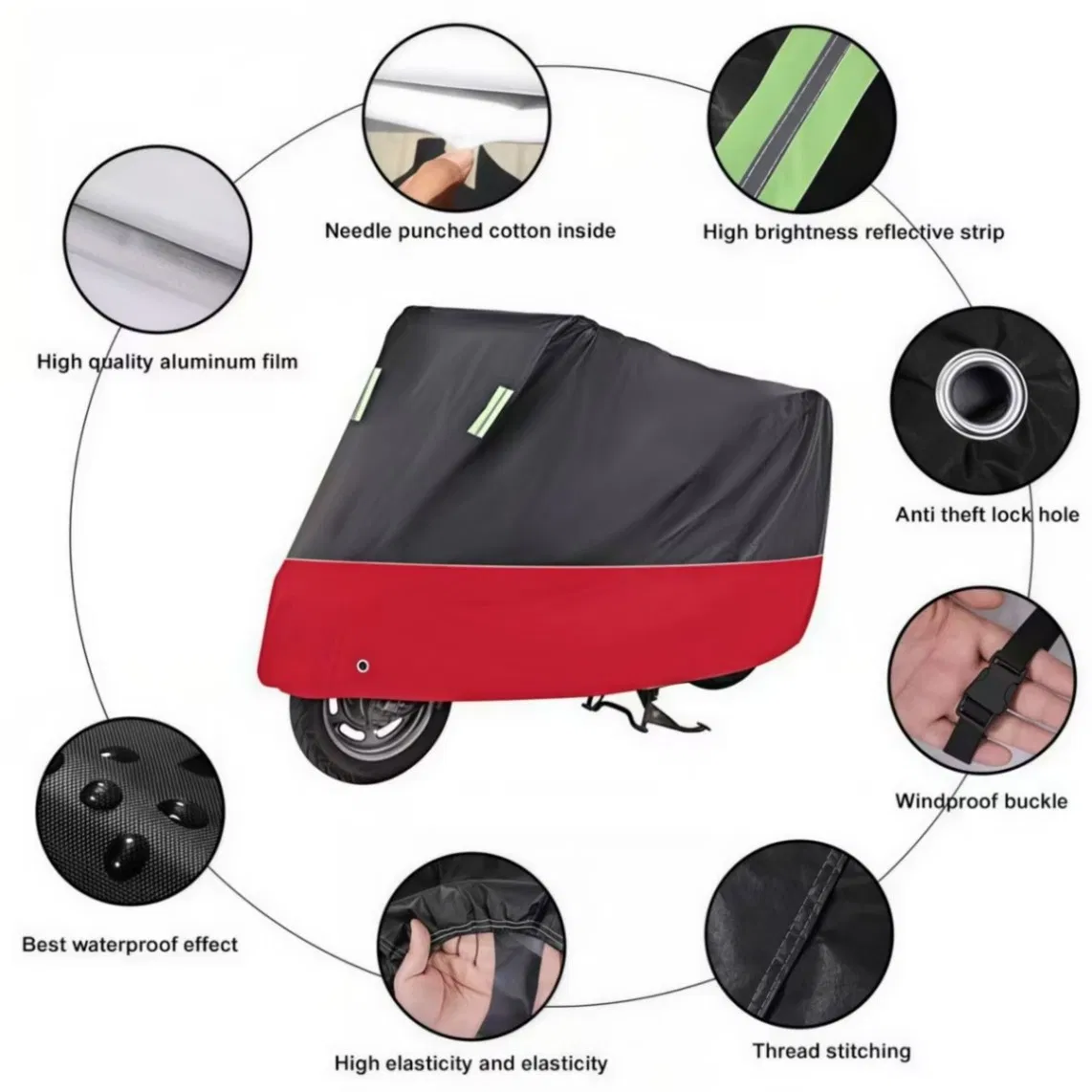 Easy Care Quick-Dry Fabric Waterproof Rainproof Motorcycle Cover for Motorcycle