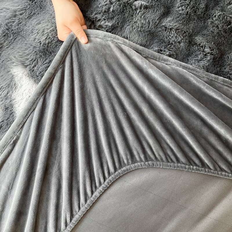 Plush Shaggy Fitted Sheet Faux Fur Bottom Sheet with 8-21" Deep Pocket Flannel Warm Tie Dyed Mattress Cover