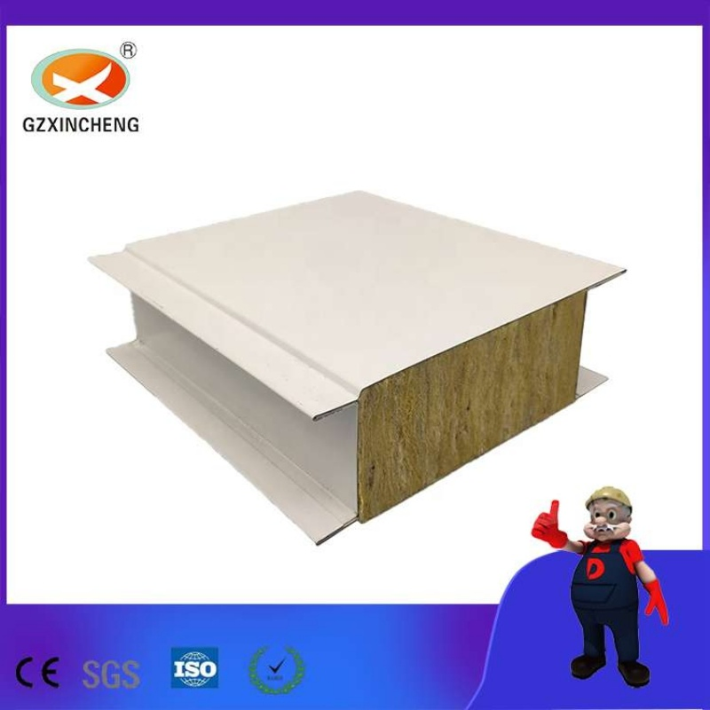 Heat Resistant Glass Magnesium Rock Wool Sandwich Wall Panel